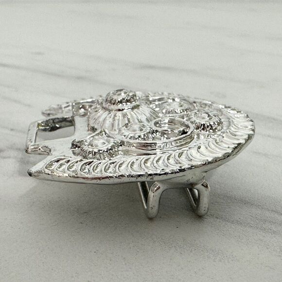 Vintage Silver Tone Ornate Studded Belt Buckle Piece - Picture 4 of 8